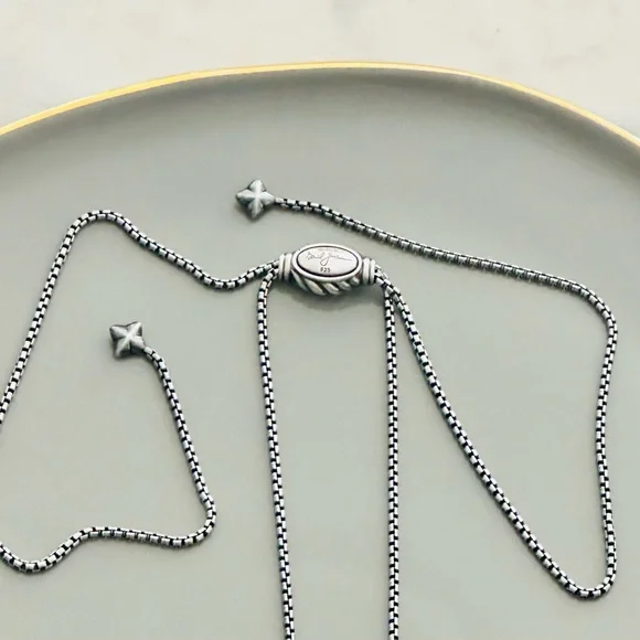 David Yurman Sterling Silver & 14k gold 37mm Crossover Pendant Necklace - Picture 3 of 4